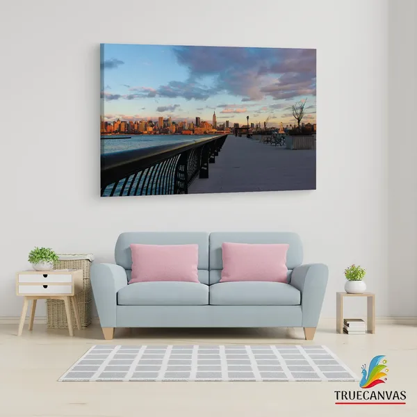 Multicolor_New_Jersey_Waterfront,_Wooden_Framed_Canvas_Paintings_|_For_Living_Room_|_Bedroom_|_Office_|_Gallery_|_Ready_Wall_Mount_Canvas_Wall_Art_Painting_|_Size_-_12_X_18In,_Ct0138