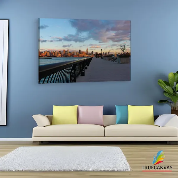 Multicolor_New_Jersey_Waterfront,_Wooden_Framed_Canvas_Paintings_|_For_Living_Room_|_Bedroom_|_Office_|_Gallery_|_Ready_Wall_Mount_Canvas_Wall_Art_Painting_|_Size_-_12_X_18In,_Ct0138