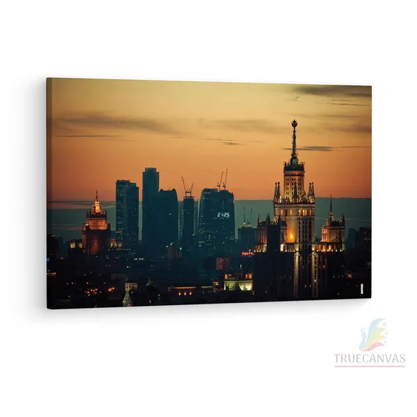 Multicolor_Moscow_Sunset,_Wooden_Framed_Canvas_Paintings_|_For_Living_Room_|_Bedroom_|_Office_|_Gallery_|_Ready_Wall_Mount_Canvas_Wall_Art_Painting_|_Size_-_12_X_18In,_Ct0150