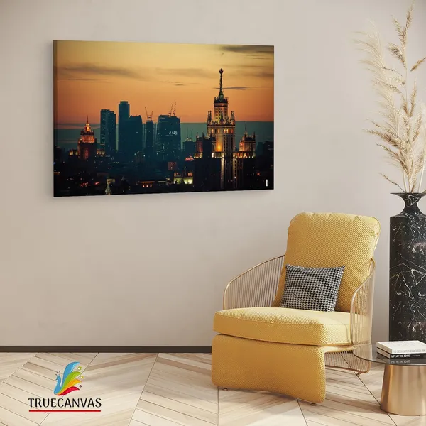 Multicolor_Moscow_Sunset,_Wooden_Framed_Canvas_Paintings_|_For_Living_Room_|_Bedroom_|_Office_|_Gallery_|_Ready_Wall_Mount_Canvas_Wall_Art_Painting_|_Size_-_12_X_18In,_Ct0150
