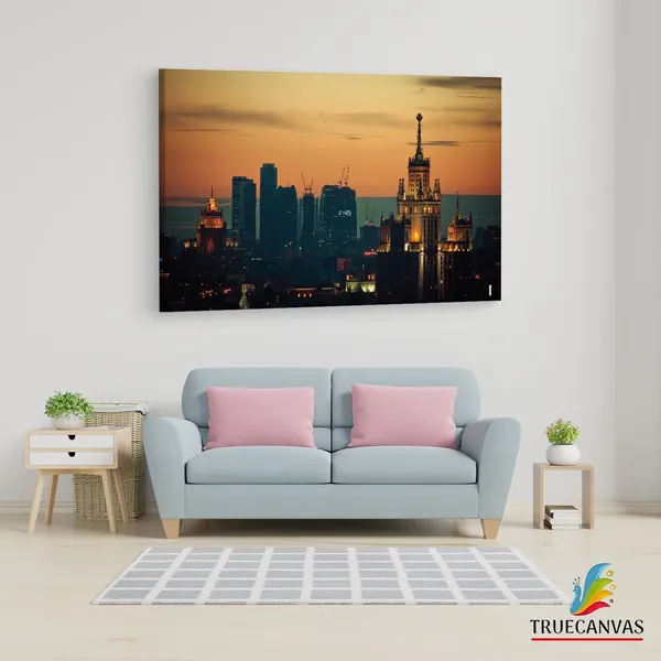 Multicolor_Moscow_Sunset,_Wooden_Framed_Canvas_Paintings_|_For_Living_Room_|_Bedroom_|_Office_|_Gallery_|_Ready_Wall_Mount_Canvas_Wall_Art_Painting_|_Size_-_12_X_18In,_Ct0150