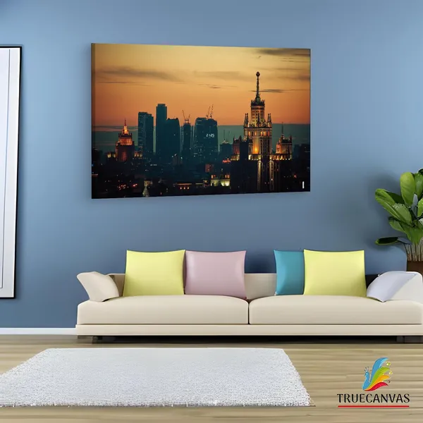Multicolor_Moscow_Sunset,_Wooden_Framed_Canvas_Paintings_|_For_Living_Room_|_Bedroom_|_Office_|_Gallery_|_Ready_Wall_Mount_Canvas_Wall_Art_Painting_|_Size_-_12_X_18In,_Ct0150