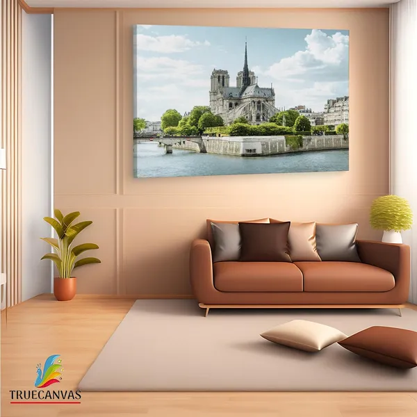 Multicolor_Cathodrale_Notre-Dame_De_Paris,_Wooden_Framed_Canvas_Paintings_|_For_Living_Room_|_Bedroom_|_Office_|_Gallery_|_Ready_Wall_Mount_Canvas_Wall_Art_Painting_|_Size_-_12_X_18In,_Ct0159