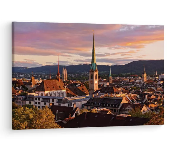 Multicolor_Lake_Zurich,_Wooden_Framed_Canvas_Paintings_|_For_Living_Room_|_Bedroom_|_Office_|_Gallery_|_Ready_Wall_Mount_Canvas_Wall_Art_Painting_|_Size_-_12_X_18In,_Ct0161