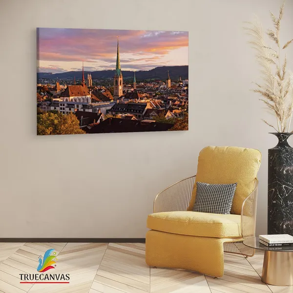 Multicolor_Lake_Zurich,_Wooden_Framed_Canvas_Paintings_|_For_Living_Room_|_Bedroom_|_Office_|_Gallery_|_Ready_Wall_Mount_Canvas_Wall_Art_Painting_|_Size_-_12_X_18In,_Ct0161