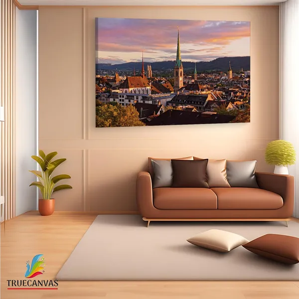 Multicolor_Lake_Zurich,_Wooden_Framed_Canvas_Paintings_|_For_Living_Room_|_Bedroom_|_Office_|_Gallery_|_Ready_Wall_Mount_Canvas_Wall_Art_Painting_|_Size_-_12_X_18In,_Ct0161