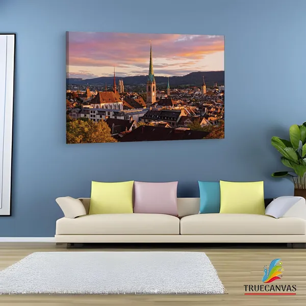 Multicolor_Lake_Zurich,_Wooden_Framed_Canvas_Paintings_|_For_Living_Room_|_Bedroom_|_Office_|_Gallery_|_Ready_Wall_Mount_Canvas_Wall_Art_Painting_|_Size_-_12_X_18In,_Ct0161