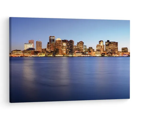 Multicolor_Twilight_Boston_Skyline,_Wooden_Framed_Canvas_Paintings_|_For_Living_Room_|_Bedroom_|_Office_|_Gallery_|_Ready_Wall_Mount_Canvas_Wall_Art_Painting_|_Size_-_12_X_18In,_Ct0169