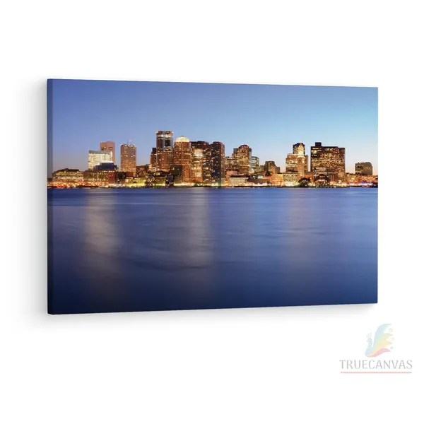 Multicolor_Twilight_Boston_Skyline,_Wooden_Framed_Canvas_Paintings_|_For_Living_Room_|_Bedroom_|_Office_|_Gallery_|_Ready_Wall_Mount_Canvas_Wall_Art_Painting_|_Size_-_12_X_18In,_Ct0169