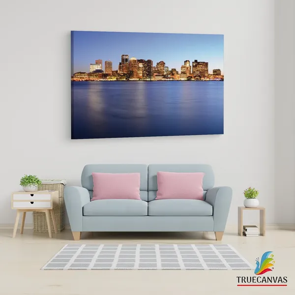 Multicolor_Twilight_Boston_Skyline,_Wooden_Framed_Canvas_Paintings_|_For_Living_Room_|_Bedroom_|_Office_|_Gallery_|_Ready_Wall_Mount_Canvas_Wall_Art_Painting_|_Size_-_12_X_18In,_Ct0169