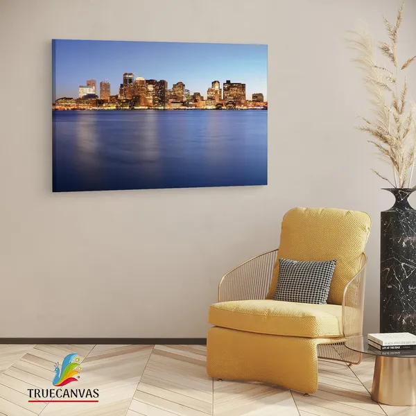 Multicolor_Twilight_Boston_Skyline,_Wooden_Framed_Canvas_Paintings_|_For_Living_Room_|_Bedroom_|_Office_|_Gallery_|_Ready_Wall_Mount_Canvas_Wall_Art_Painting_|_Size_-_12_X_18In,_Ct0169