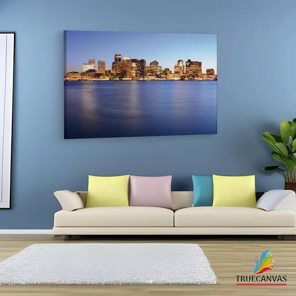 Multicolor_Twilight_Boston_Skyline,_Wooden_Framed_Canvas_Paintings_|_For_Living_Room_|_Bedroom_|_Office_|_Gallery_|_Ready_Wall_Mount_Canvas_Wall_Art_Painting_|_Size_-_12_X_18In,_Ct0169