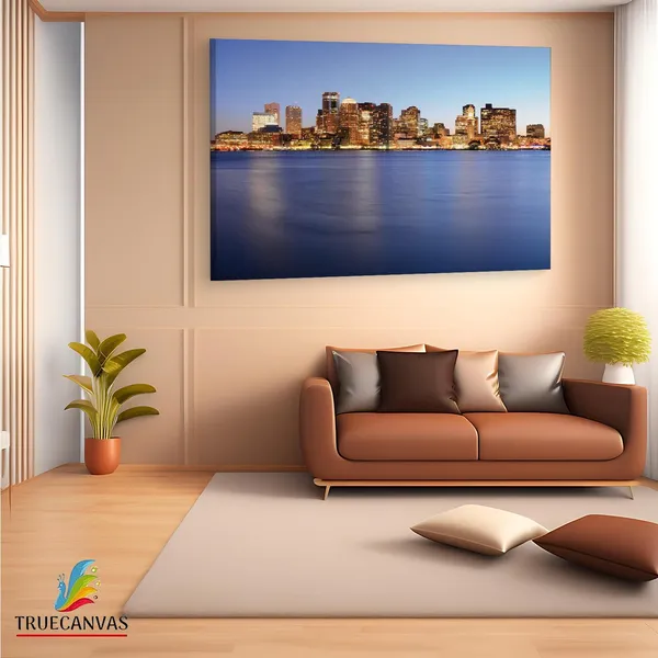 Multicolor_Twilight_Boston_Skyline,_Wooden_Framed_Canvas_Paintings_|_For_Living_Room_|_Bedroom_|_Office_|_Gallery_|_Ready_Wall_Mount_Canvas_Wall_Art_Painting_|_Size_-_12_X_18In,_Ct0169