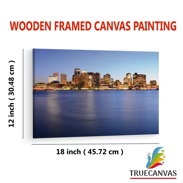 Multicolor_Twilight_Boston_Skyline,_Wooden_Framed_Canvas_Paintings_|_For_Living_Room_|_Bedroom_|_Office_|_Gallery_|_Ready_Wall_Mount_Canvas_Wall_Art_Painting_|_Size_-_12_X_18In,_Ct0169