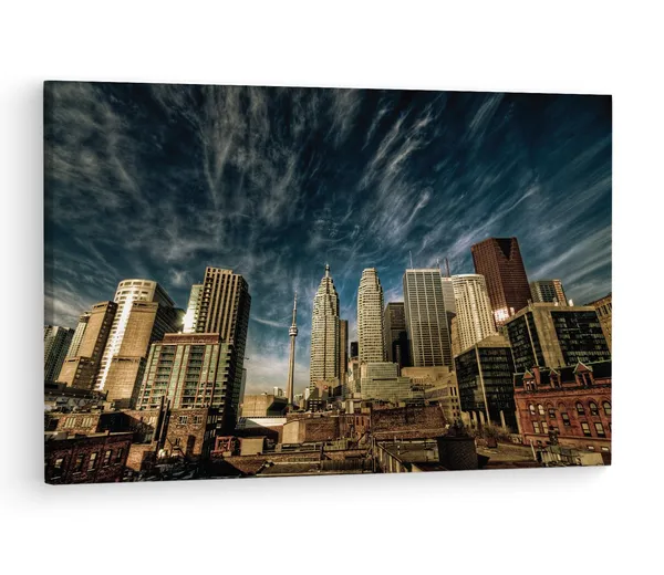 Multicolor_City???,_Toronto,_Canada,_Wooden_Framed_Canvas_Paintings_|_For_Living_Room_|_Bedroom_|_Office_|_Gallery_|_Ready_Wall_Mount_Canvas_Wall_Art_Painting_|_Size_-_12_X_18In,_Ct0172