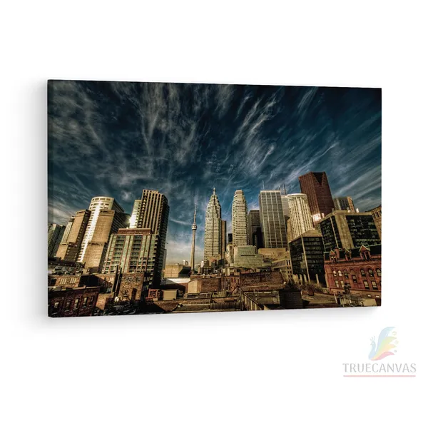 Multicolor_City???,_Toronto,_Canada,_Wooden_Framed_Canvas_Paintings_|_For_Living_Room_|_Bedroom_|_Office_|_Gallery_|_Ready_Wall_Mount_Canvas_Wall_Art_Painting_|_Size_-_12_X_18In,_Ct0172