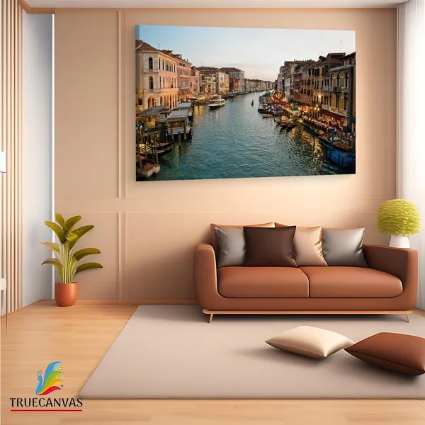 Multicolor_Grand_Canal,_Wooden_Framed_Canvas_Paintings_|_For_Living_Room_|_Bedroom_|_Office_|_Gallery_|_Ready_Wall_Mount_Canvas_Wall_Art_Painting_|_Size_-_12_X_18In,_Ct0174