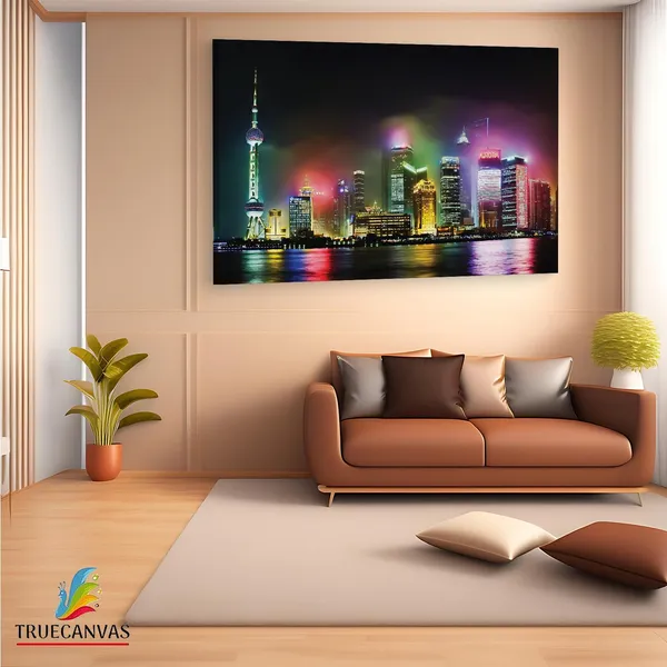 Multicolor_Pudong_Shanghai_Night,_Wooden_Framed_Canvas_Paintings_|_For_Living_Room_|_Bedroom_|_Office_|_Gallery_|_Ready_Wall_Mount_Canvas_Wall_Art_Painting_|_Size_-_12_X_18In,_Ct0183