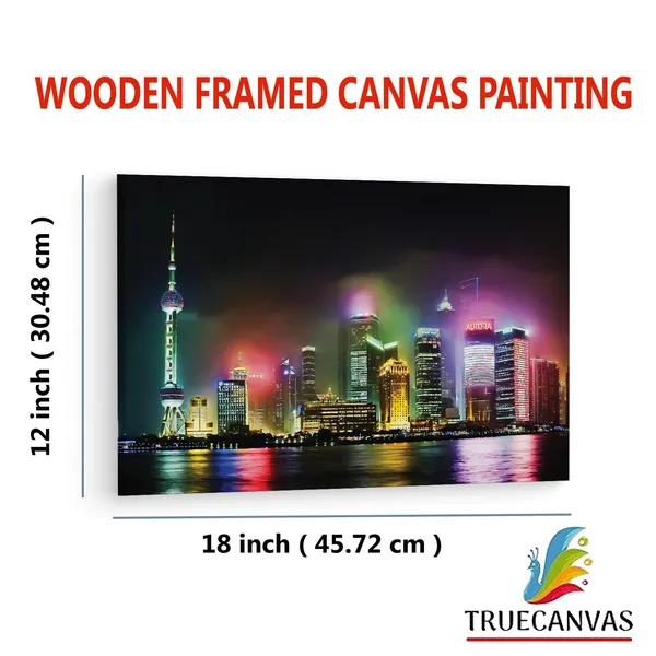 Multicolor_Pudong_Shanghai_Night,_Wooden_Framed_Canvas_Paintings_|_For_Living_Room_|_Bedroom_|_Office_|_Gallery_|_Ready_Wall_Mount_Canvas_Wall_Art_Painting_|_Size_-_12_X_18In,_Ct0183