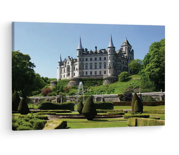 Multicolor_Dunrobin_Castle_&_Gardens,_Wooden_Framed_Canvas_Paintings_|_For_Living_Room_|_Bedroom_|_Office_|_Gallery_|_Ready_Wall_Mount_Canvas_Wall_Art_Painting_|_Size_-_12_X_18In,_Ct0184