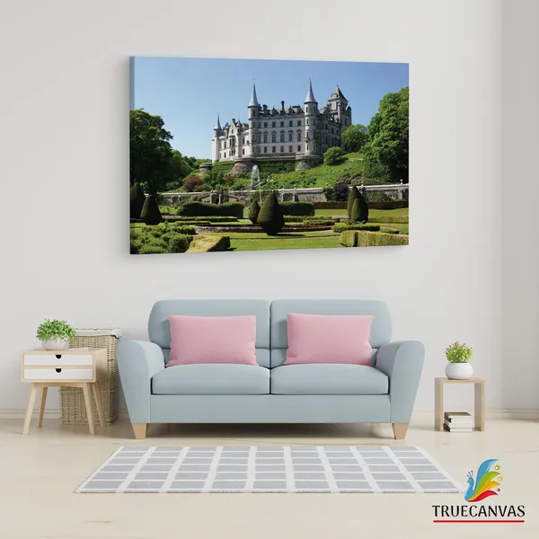 Multicolor_Dunrobin_Castle_&_Gardens,_Wooden_Framed_Canvas_Paintings_|_For_Living_Room_|_Bedroom_|_Office_|_Gallery_|_Ready_Wall_Mount_Canvas_Wall_Art_Painting_|_Size_-_12_X_18In,_Ct0184
