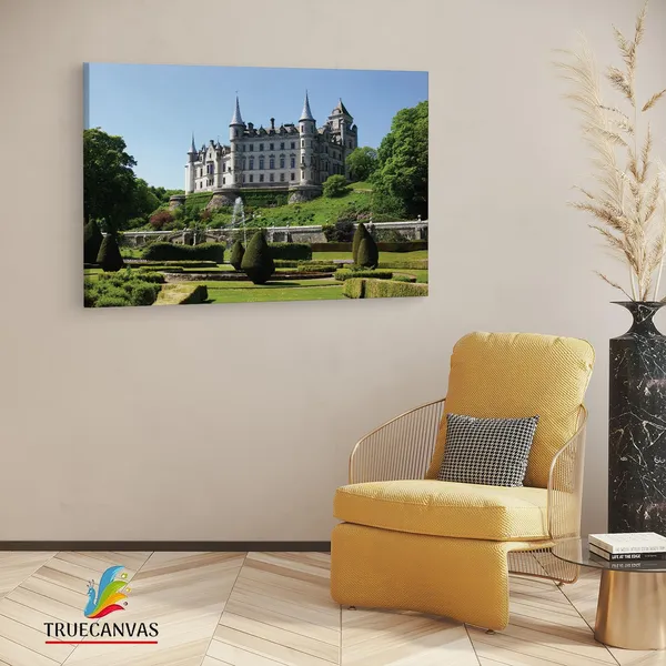 Multicolor_Dunrobin_Castle_&_Gardens,_Wooden_Framed_Canvas_Paintings_|_For_Living_Room_|_Bedroom_|_Office_|_Gallery_|_Ready_Wall_Mount_Canvas_Wall_Art_Painting_|_Size_-_12_X_18In,_Ct0184