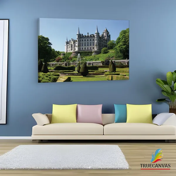 Multicolor_Dunrobin_Castle_&_Gardens,_Wooden_Framed_Canvas_Paintings_|_For_Living_Room_|_Bedroom_|_Office_|_Gallery_|_Ready_Wall_Mount_Canvas_Wall_Art_Painting_|_Size_-_12_X_18In,_Ct0184