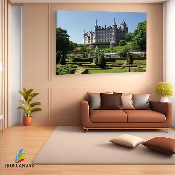 Multicolor_Dunrobin_Castle_&_Gardens,_Wooden_Framed_Canvas_Paintings_|_For_Living_Room_|_Bedroom_|_Office_|_Gallery_|_Ready_Wall_Mount_Canvas_Wall_Art_Painting_|_Size_-_12_X_18In,_Ct0184