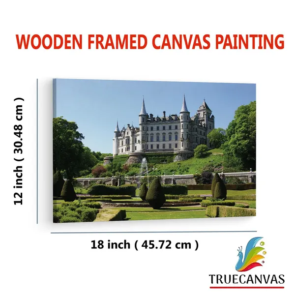 Multicolor_Dunrobin_Castle_&_Gardens,_Wooden_Framed_Canvas_Paintings_|_For_Living_Room_|_Bedroom_|_Office_|_Gallery_|_Ready_Wall_Mount_Canvas_Wall_Art_Painting_|_Size_-_12_X_18In,_Ct0184
