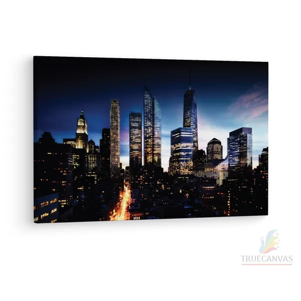 Multicolor_Manhattan_Skyline_Night,_Wooden_Framed_Canvas_Paintings_|_For_Living_Room_|_Bedroom_|_Office_|_Gallery_|_Ready_Wall_Mount_Canvas_Wall_Art_Painting_|_Size_-_12_X_18In,_Ct0192