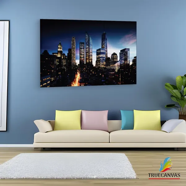 Multicolor_Manhattan_Skyline_Night,_Wooden_Framed_Canvas_Paintings_|_For_Living_Room_|_Bedroom_|_Office_|_Gallery_|_Ready_Wall_Mount_Canvas_Wall_Art_Painting_|_Size_-_12_X_18In,_Ct0192