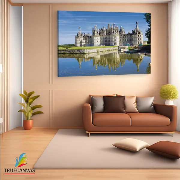Multicolor_Ch?Teau_De_Chambord,_Wooden_Framed_Canvas_Paintings_|_For_Living_Room_|_Bedroom_|_Office_|_Gallery_|_Ready_Wall_Mount_Canvas_Wall_Art_Painting_|_Size_-_12_X_18In,_Ct0200