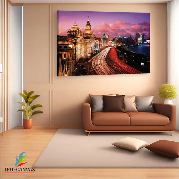 Multicolor_The_Bund,_Wooden_Framed_Canvas_Paintings_|_For_Living_Room_|_Bedroom_|_Office_|_Gallery_|_Ready_Wall_Mount_Canvas_Wall_Art_Painting_|_Size_-_12_X_18In,_Ct0203