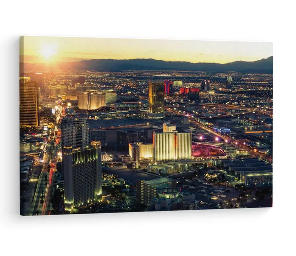 Multicolor_Las_Vegas_Skyline_Panorama,_Wooden_Framed_Canvas_Paintings_|_For_Living_Room_|_Bedroom_|_Office_|_Gallery_|_Ready_Wall_Mount_Canvas_Wall_Art_Painting_|_Size_-_12_X_18In,_Ct0205