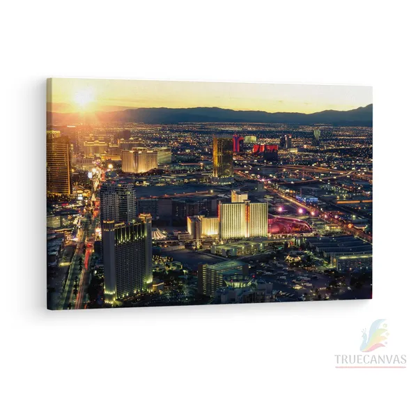 Multicolor_Las_Vegas_Skyline_Panorama,_Wooden_Framed_Canvas_Paintings_|_For_Living_Room_|_Bedroom_|_Office_|_Gallery_|_Ready_Wall_Mount_Canvas_Wall_Art_Painting_|_Size_-_12_X_18In,_Ct0205