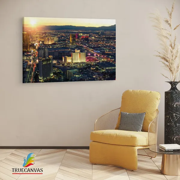 Multicolor_Las_Vegas_Skyline_Panorama,_Wooden_Framed_Canvas_Paintings_|_For_Living_Room_|_Bedroom_|_Office_|_Gallery_|_Ready_Wall_Mount_Canvas_Wall_Art_Painting_|_Size_-_12_X_18In,_Ct0205