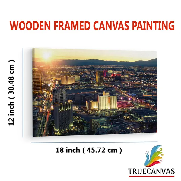 Multicolor_Las_Vegas_Skyline_Panorama,_Wooden_Framed_Canvas_Paintings_|_For_Living_Room_|_Bedroom_|_Office_|_Gallery_|_Ready_Wall_Mount_Canvas_Wall_Art_Painting_|_Size_-_12_X_18In,_Ct0205