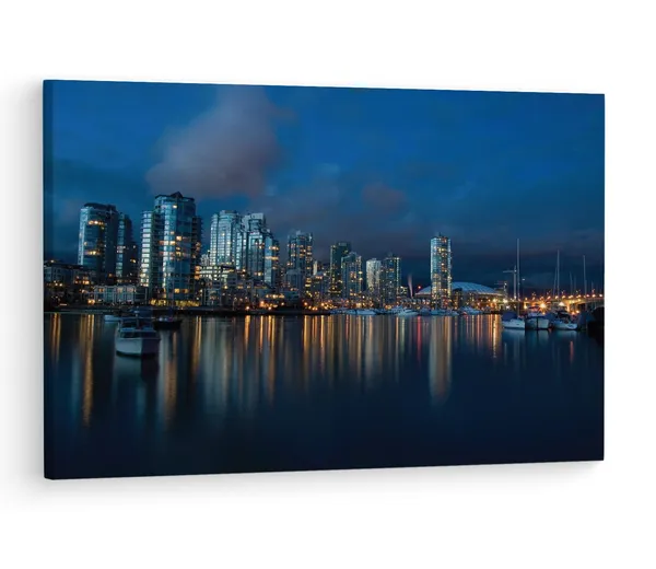 Multicolor_Vancouver_Harbor,_Wooden_Framed_Canvas_Paintings_|_For_Living_Room_|_Bedroom_|_Office_|_Gallery_|_Ready_Wall_Mount_Canvas_Wall_Art_Painting_|_Size_-_12_X_18In,_Ct0209