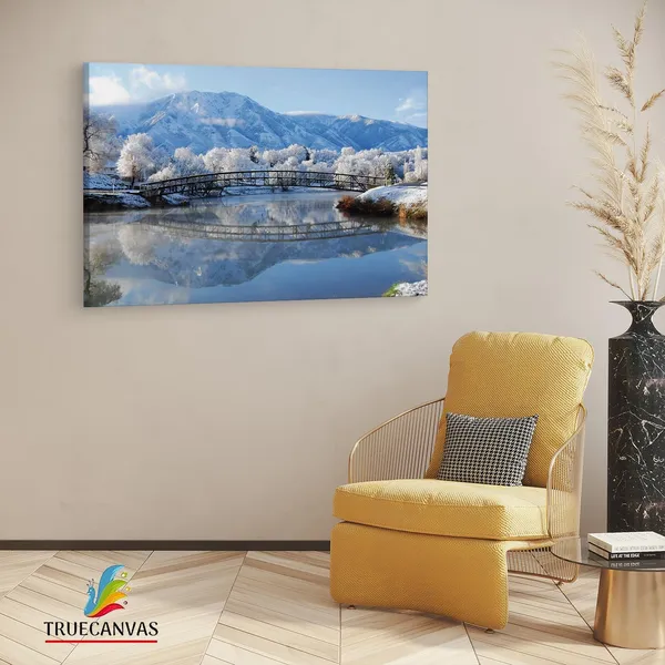 Multicolor_Winter_Bridge,_Wooden_Framed_Canvas_Paintings_|_For_Living_Room_|_Bedroom_|_Office_|_Gallery_|_Ready_Wall_Mount_Canvas_Wall_Art_Painting_|_Size_-_12_X_18In,_Ct0211