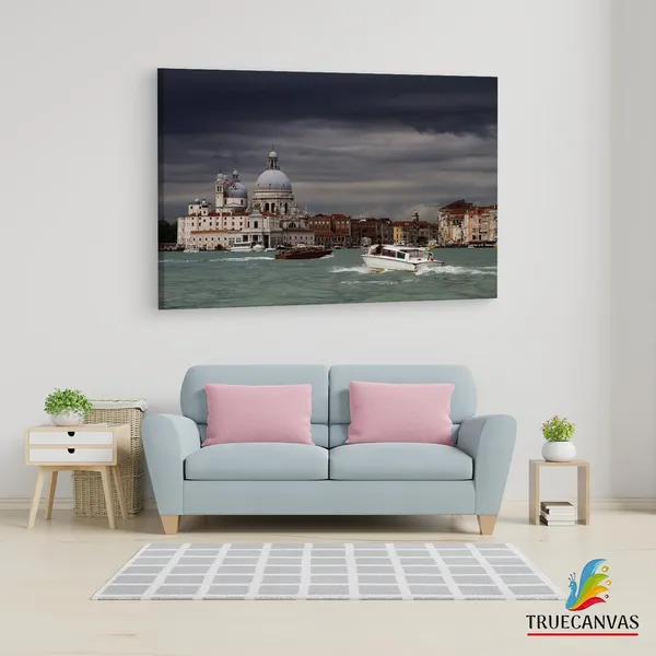 Multicolor_Punta_Della_Dogana,_Wooden_Framed_Canvas_Paintings_|_For_Living_Room_|_Bedroom_|_Office_|_Gallery_|_Ready_Wall_Mount_Canvas_Wall_Art_Painting_|_Size_-_12_X_18In,_Ct0219