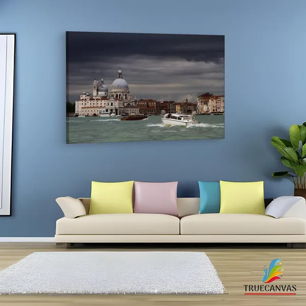 Multicolor_Punta_Della_Dogana,_Wooden_Framed_Canvas_Paintings_|_For_Living_Room_|_Bedroom_|_Office_|_Gallery_|_Ready_Wall_Mount_Canvas_Wall_Art_Painting_|_Size_-_12_X_18In,_Ct0219