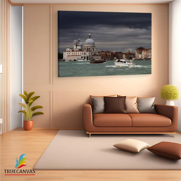 Multicolor_Punta_Della_Dogana,_Wooden_Framed_Canvas_Paintings_|_For_Living_Room_|_Bedroom_|_Office_|_Gallery_|_Ready_Wall_Mount_Canvas_Wall_Art_Painting_|_Size_-_12_X_18In,_Ct0219