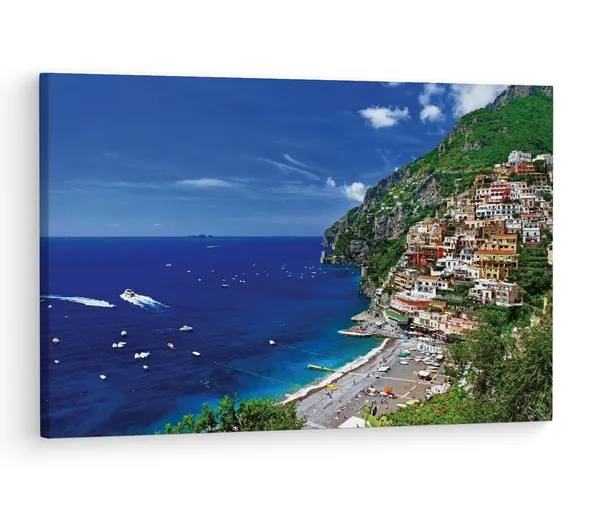 Multicolor_Amalfi_Coast,_Wooden_Framed_Canvas_Paintings_|_For_Living_Room_|_Bedroom_|_Office_|_Gallery_|_Ready_Wall_Mount_Canvas_Wall_Art_Painting_|_Size_-_12_X_18In,_Ct0221