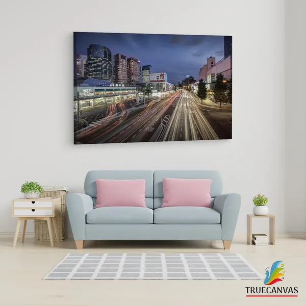 Multicolor_Shinagawa_Station,_Wooden_Framed_Canvas_Paintings_|_For_Living_Room_|_Bedroom_|_Office_|_Gallery_|_Ready_Wall_Mount_Canvas_Wall_Art_Painting_|_Size_-_12_X_18In,_Ct0237