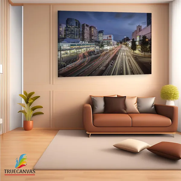 Multicolor_Shinagawa_Station,_Wooden_Framed_Canvas_Paintings_|_For_Living_Room_|_Bedroom_|_Office_|_Gallery_|_Ready_Wall_Mount_Canvas_Wall_Art_Painting_|_Size_-_12_X_18In,_Ct0237