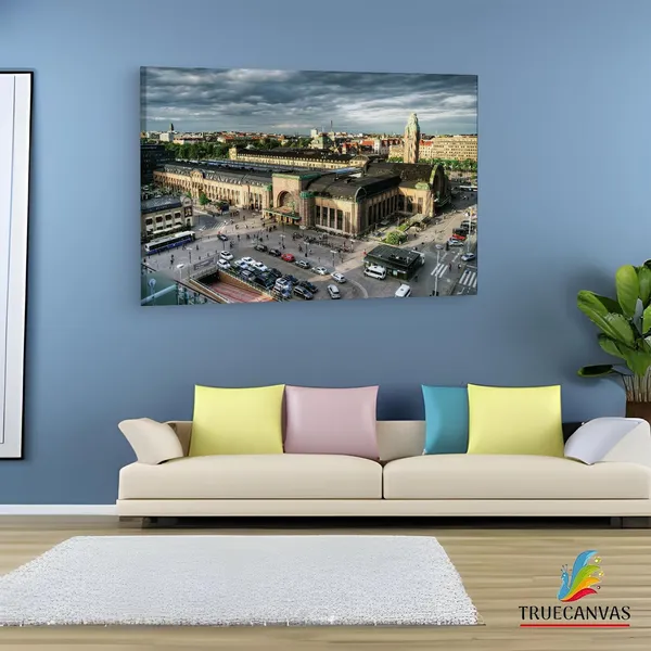 Multicolor_Helsingin_P???Rautatieasema,_Wooden_Framed_Canvas_Paintings_|_For_Living_Room_|_Bedroom_|_Office_|_Gallery_|_Ready_Wall_Mount_Canvas_Wall_Art_Painting_|_Size_-_12_X_18In,_Ct0241