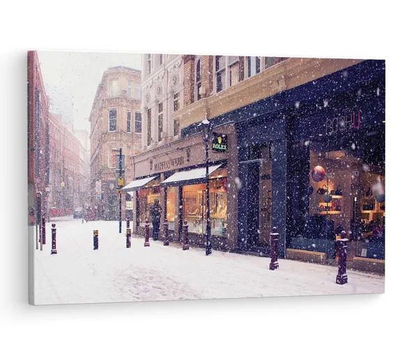 Multicolor_Europe_Street_Snow,_Wooden_Framed_Canvas_Paintings_|_For_Living_Room_|_Bedroom_|_Office_|_Gallery_|_Ready_Wall_Mount_Canvas_Wall_Art_Painting_|_Size_-_12_X_18In,_Ct0247