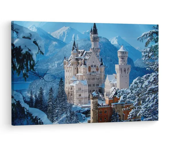 Multicolor_Neuschwanstein_Castle,_Wooden_Framed_Canvas_Paintings_|_For_Living_Room_|_Bedroom_|_Office_|_Gallery_|_Ready_Wall_Mount_Canvas_Wall_Art_Painting_|_Size_-_12_X_18In,_Ct0256