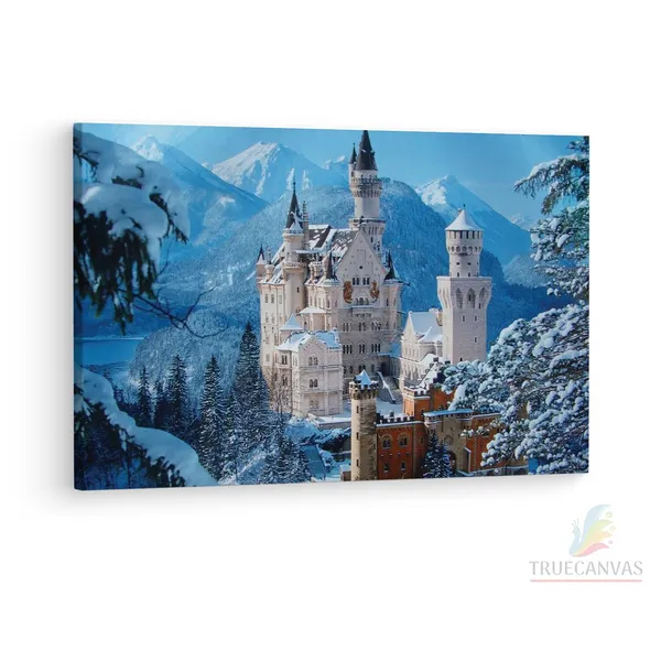Multicolor_Neuschwanstein_Castle,_Wooden_Framed_Canvas_Paintings_|_For_Living_Room_|_Bedroom_|_Office_|_Gallery_|_Ready_Wall_Mount_Canvas_Wall_Art_Painting_|_Size_-_12_X_18In,_Ct0256