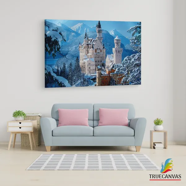 Multicolor_Neuschwanstein_Castle,_Wooden_Framed_Canvas_Paintings_|_For_Living_Room_|_Bedroom_|_Office_|_Gallery_|_Ready_Wall_Mount_Canvas_Wall_Art_Painting_|_Size_-_12_X_18In,_Ct0256